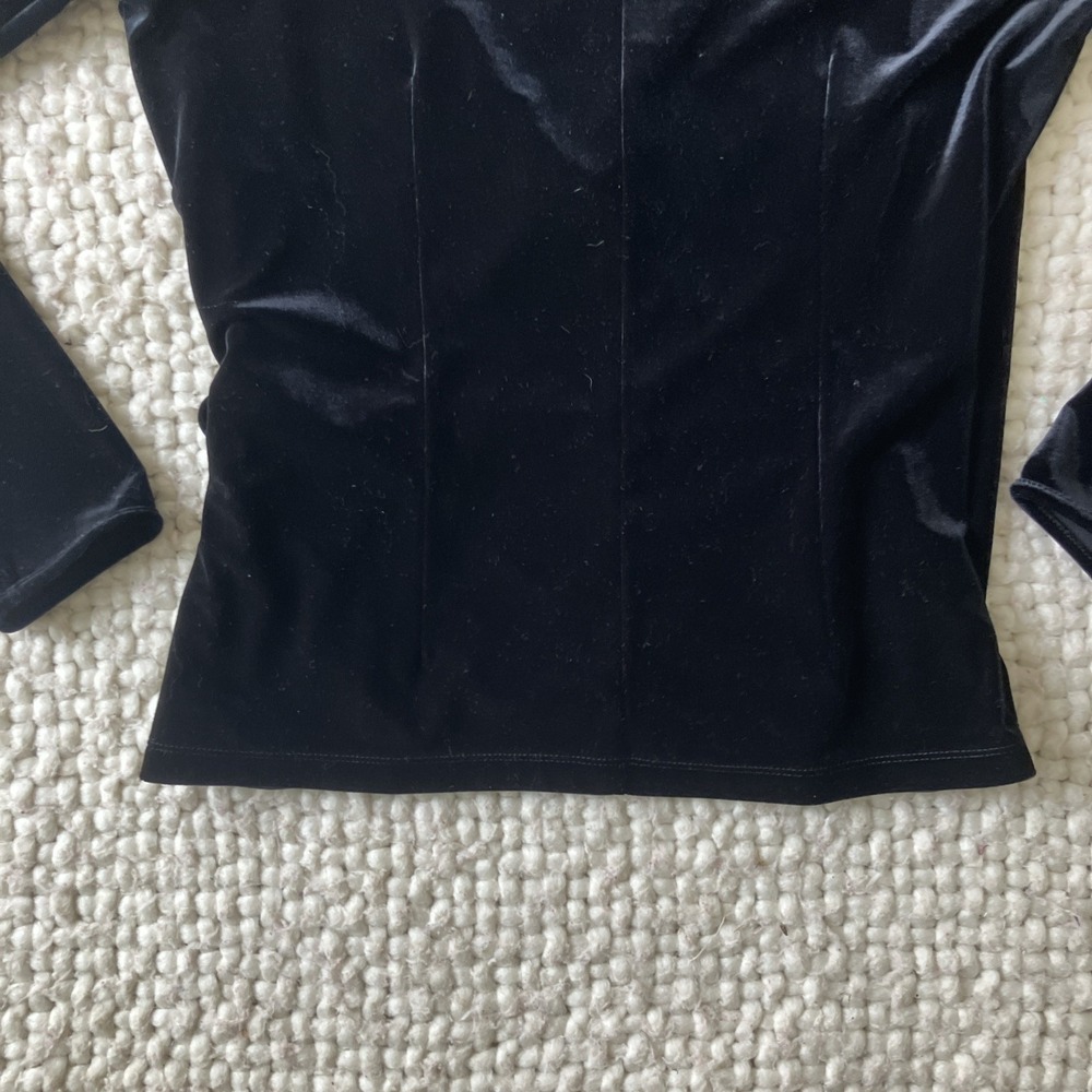 VTG Ann Taylor Black Velvet Wrap Cardigan Medium Whimsigoth 90's - Picture 7 of 10